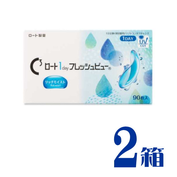 ワンデーフレッシュビュー リッチモイスト 2箱(1箱90枚入)送料無料  1日使い捨て コンタクト ロート 1day Flesh View Rich Moist