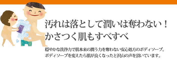 オレンジボディソープ植物性の洗浄成分がベースだから汚れは落として潤いは奪わない