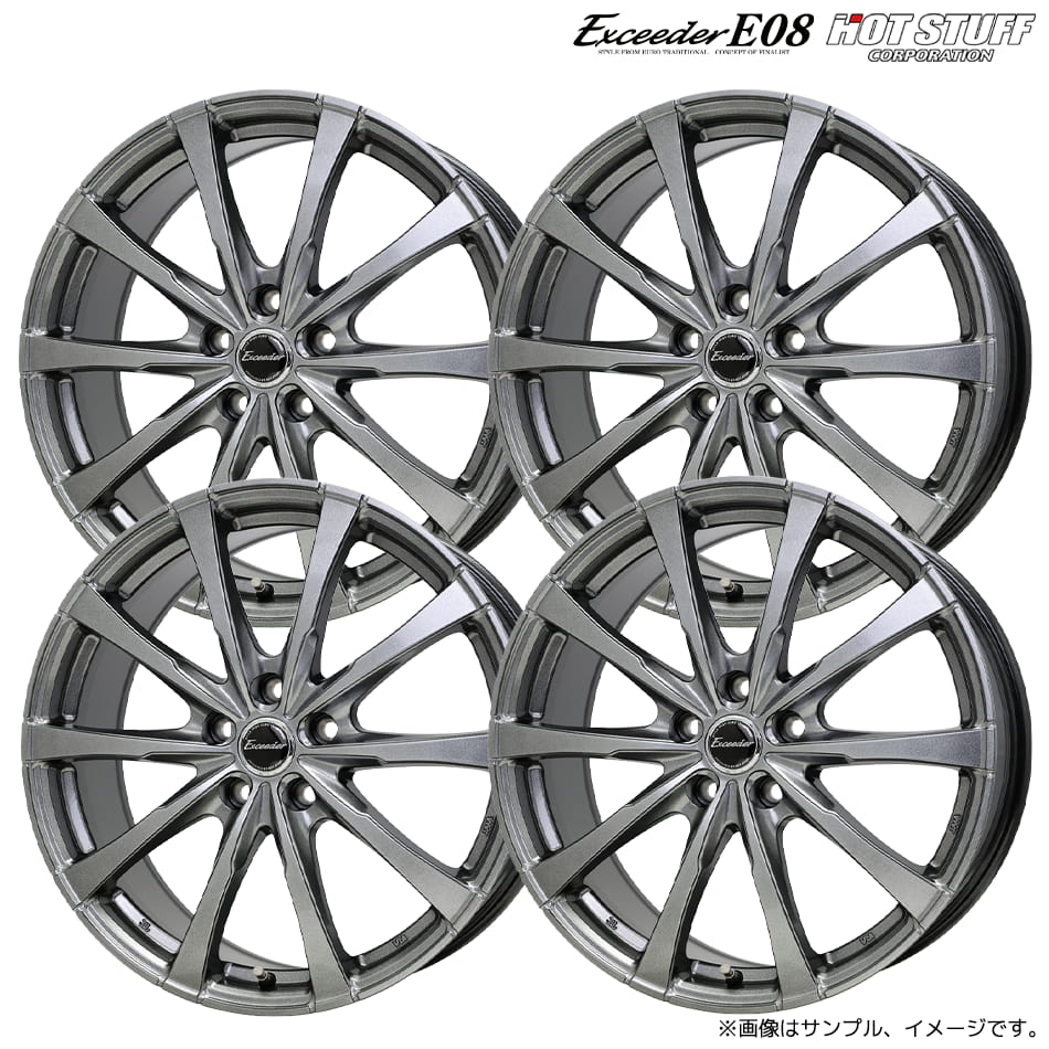 エクシーダー E08 ホイール4本セット 18x7.5J 5H 114.3 +37 ダークシルバー(DS) M12平面座 / 18インチ ホットスタッフ HOT STUFF Exceeder