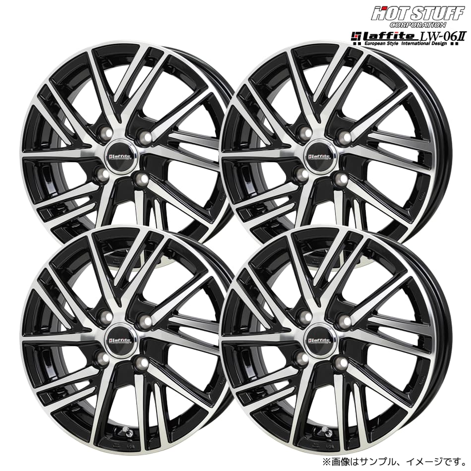 ラフィット LW06II ホイール4本セット 16x6.0J 4H 100 +45 ブラックポリッシュ(BK/P) / 16インチ ホットスタッフ Laffite LW06II