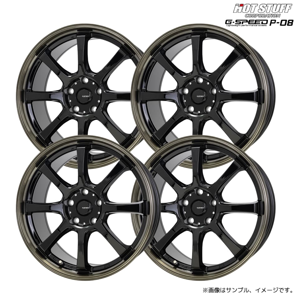 ジー・スピード P-08 ホイール4本セット 18x8.0J 5H 114.3 +42 ブラック＆ブロンズクリア(BK/BR) / 18インチ ホットスタッフ G-SPEED P08