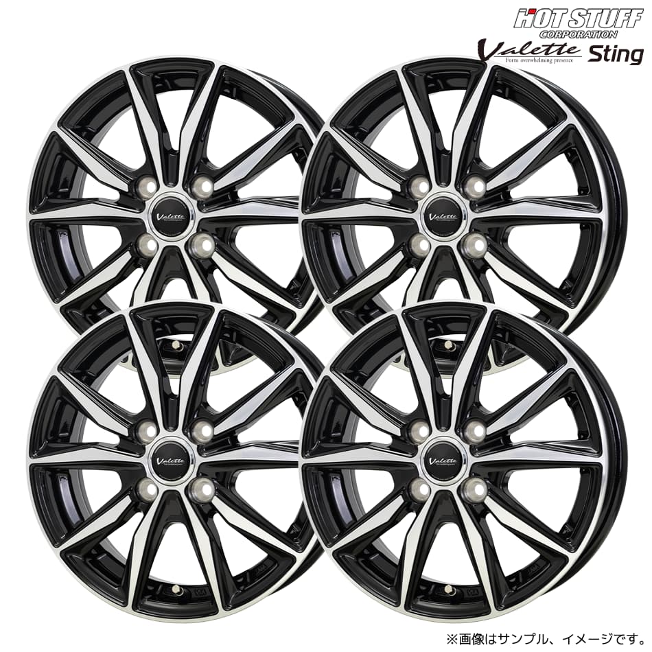ヴァレット スティング ホイール4本セット 12x4.0J 4H 100 +43 ブラックポリッシュ(BK/P) / 12インチ ホットスタッフ Valette Sting