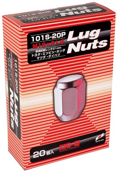 協永産業 ラグナット 60°テーパー座 袋タイプ 21HEX M12×P1.5 20pcs クロームメッキ / Lug Nut (101S-20P) KYO-EI | KYO-EI