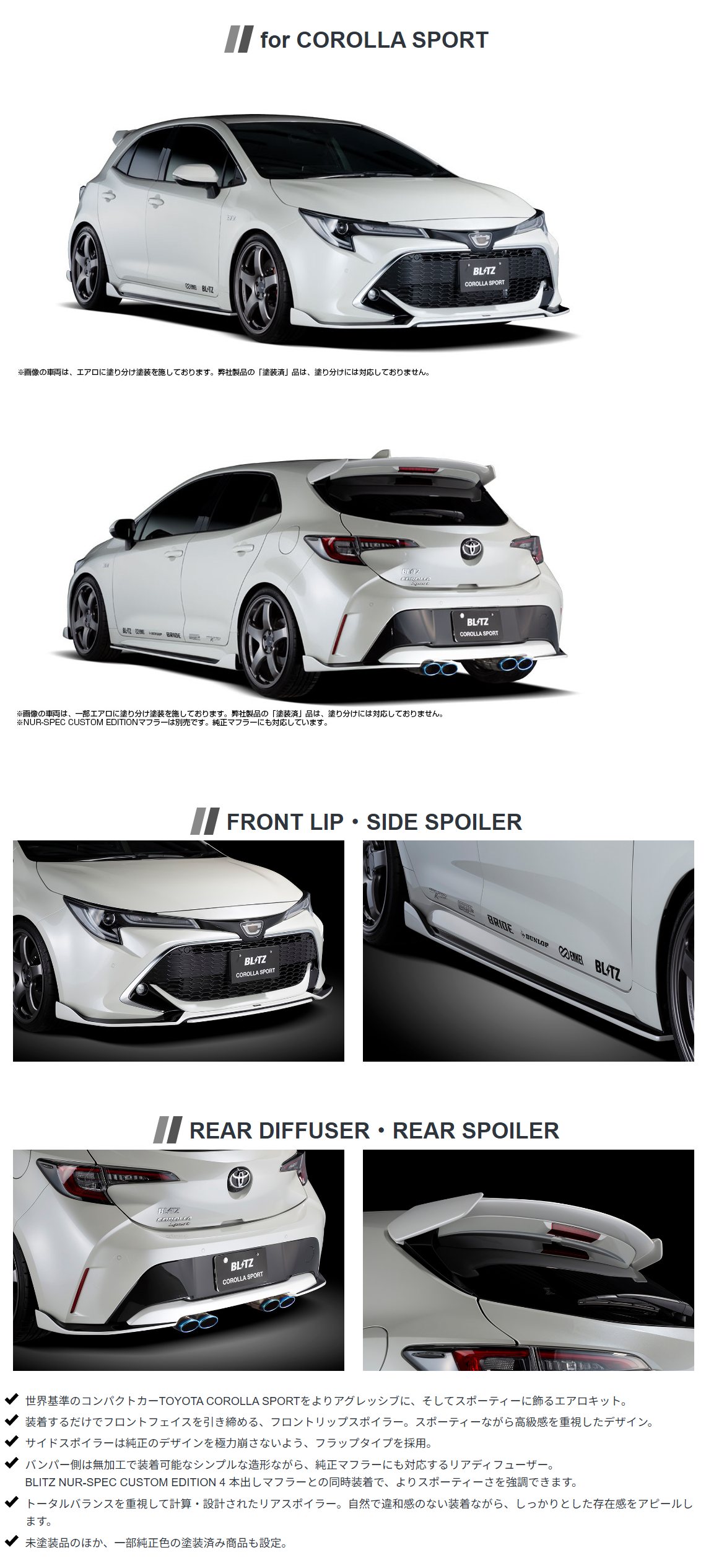 BLITZ AERO SPEED R-Concept リアディフューザー WPC カローラ