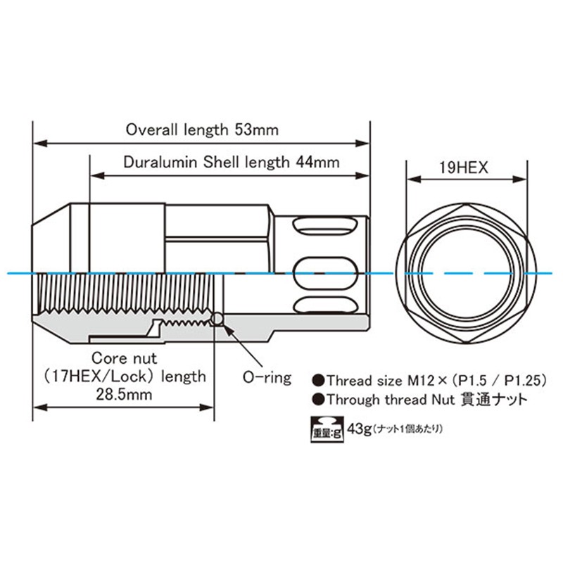 協永産業 Kics レデューラ シェルタイプ ロック & ナットセット EL53 M12xP1.25 20個 カラー:3色選択 / LEGGDURA EL53-13 KYO-EI | KYO-EI | 03