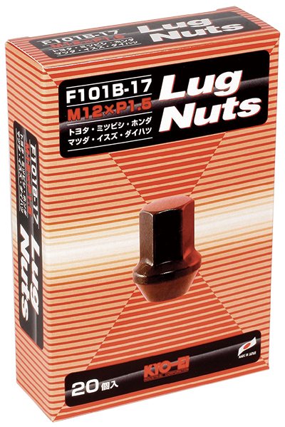 協永産業 ラグナット 60°テーパー座 袋タイプ 17HEX M12×P1.5 20pcs ブラック / Lug Nut (F101B-17-20P) KYO-EI | KYO-EI