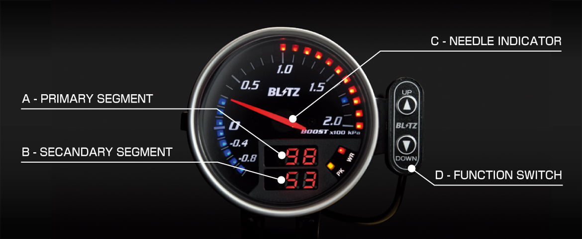 BLITZ FLD METER BOOST (ブーストセンサー有) ブースト面盤 φ74