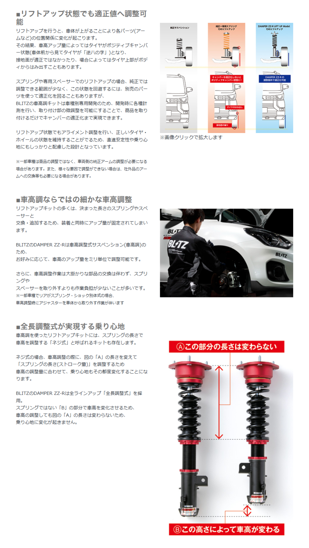 BLITZ ZZ-R LIFT UP 車高調整式サスペンション ライズ A210A