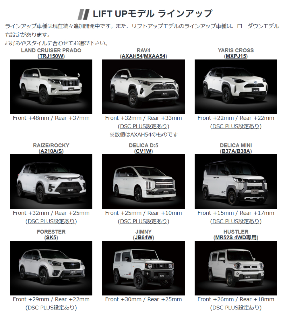 BLITZ ZZ-R LIFT UP 車高調整式サスペンション ライズ A210A