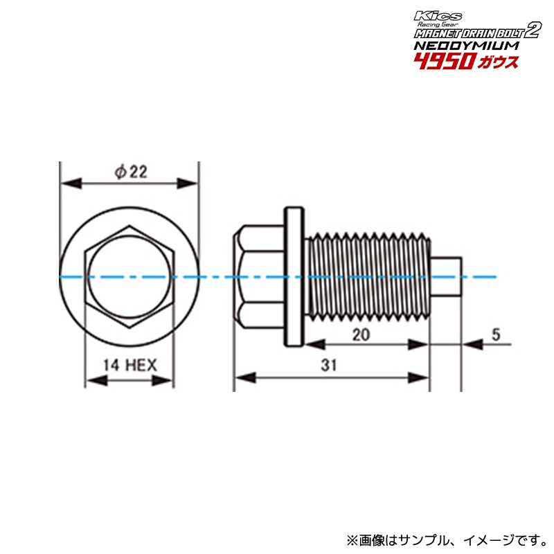 KYO-EI 協永産業 ネオジウム マグネット ドレンボルト2 M14xP1.5 14HEX