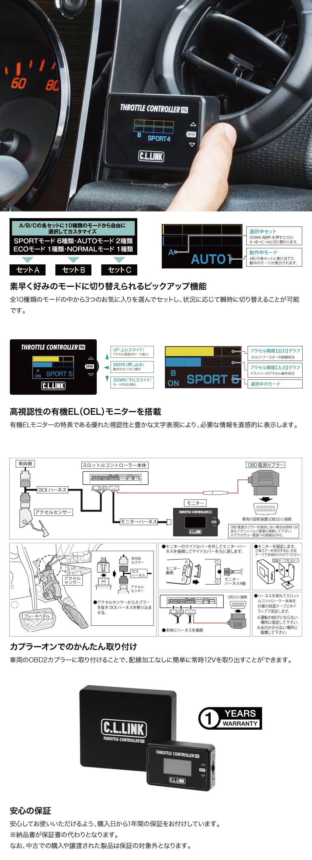 C.L.LINK（シーエルリンク） スロットルコントローラー Pro OBD