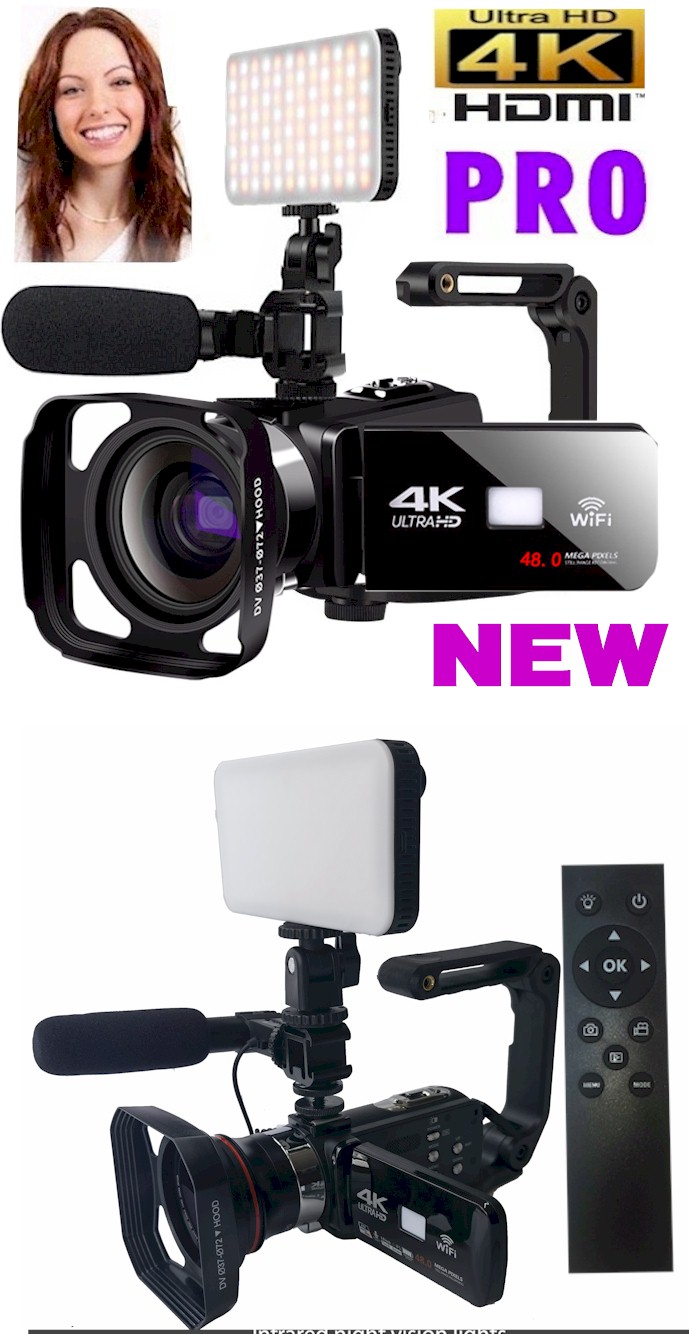 4Kデジタルビデオカメラ フルセット 最新 プロ 高画質 小型 軽量 タッチパネル液晶搭載 ナイトビジョンカメラ 業務用 広角マクロレンズ マイク  撮影ライト付