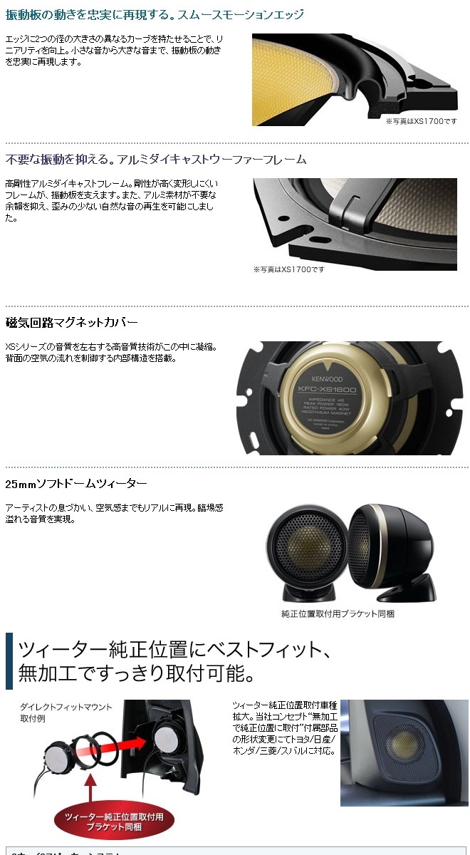 JVCケンウッド KENWOOD KFC-XS1600 16cmセパレートカスタム