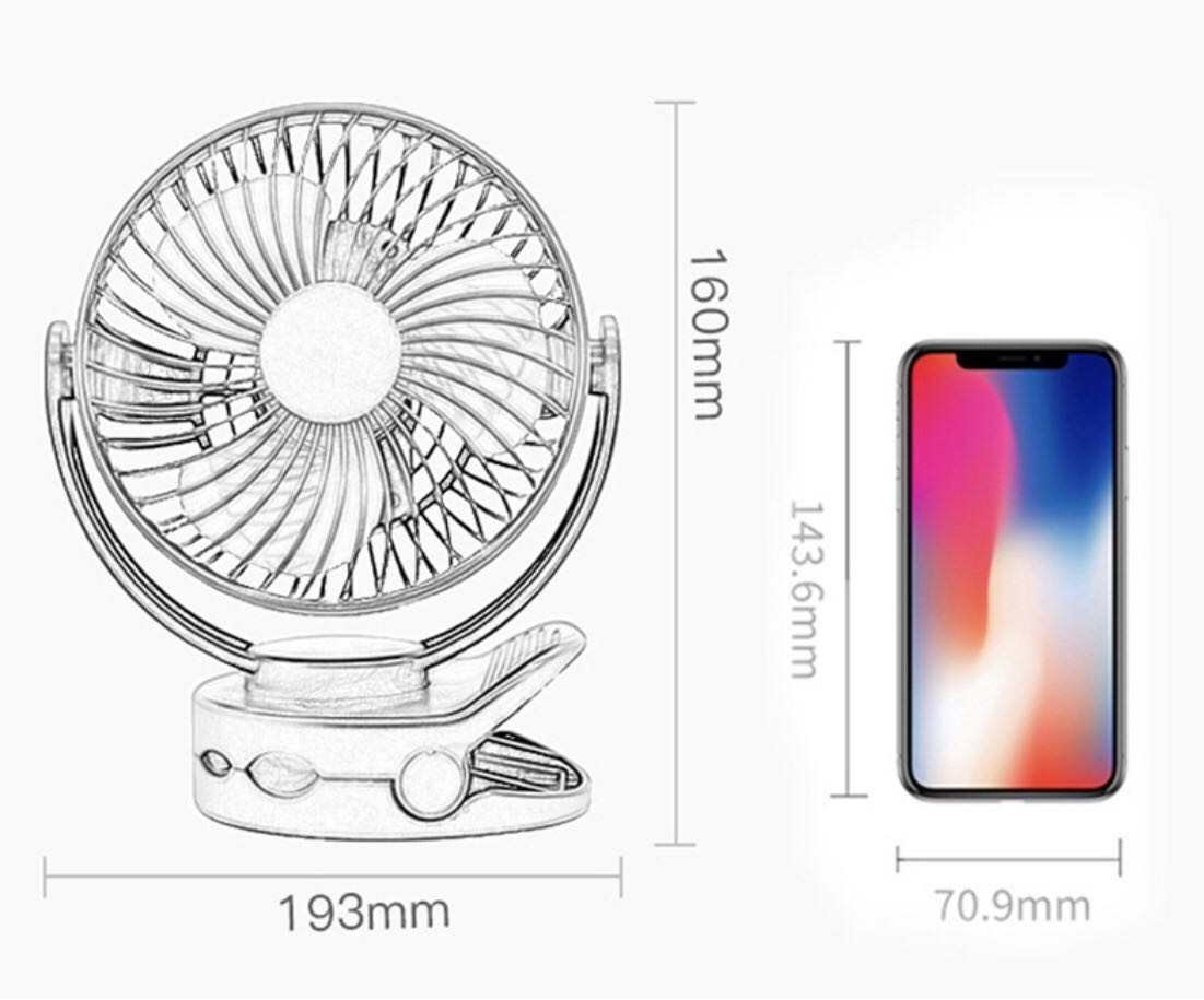 USB扇風機 卓上 ミニ扇風機 充電式 USBファン クリップ 卓上 吊下げ 壁掛け 超強風 静音 大風量 4段階調節 360度角度調整  LEDライト機能付き 送料無料 :UF0004:full house-601 - 通販 - Yahoo!ショッピング