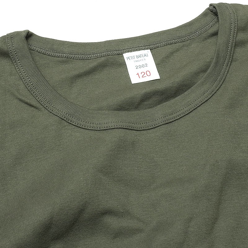 1点ならメール便可 フランス軍 半袖Tシャツ PETIT BATEAU プチバトー オリーブ デッドストック ZJT517NN