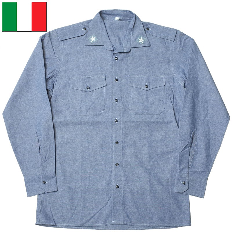 イタリア軍 シャンブレーシャツ ブルー 長袖 デッドストック JS151NN