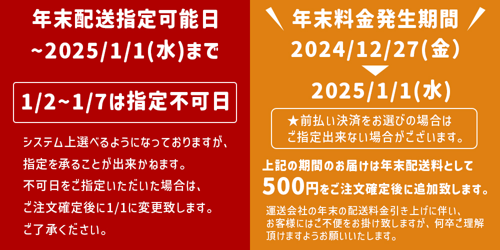 年末配送日に関して