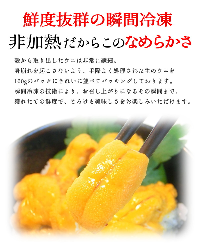 チリ産 生うに 100g 冷凍 寿司 うに ウニ 雲丹 お刺身用 寿司