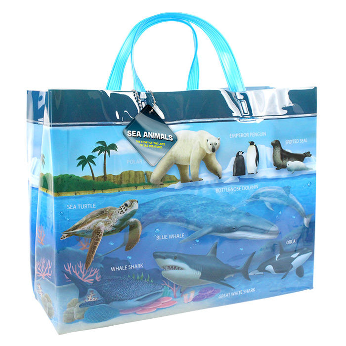 オリジナルビーチバッグ「海の生き物」マチアリ PVCプールバッグ こども海浜・レジャー用品 100402(パケット便送料無料)｜sealass