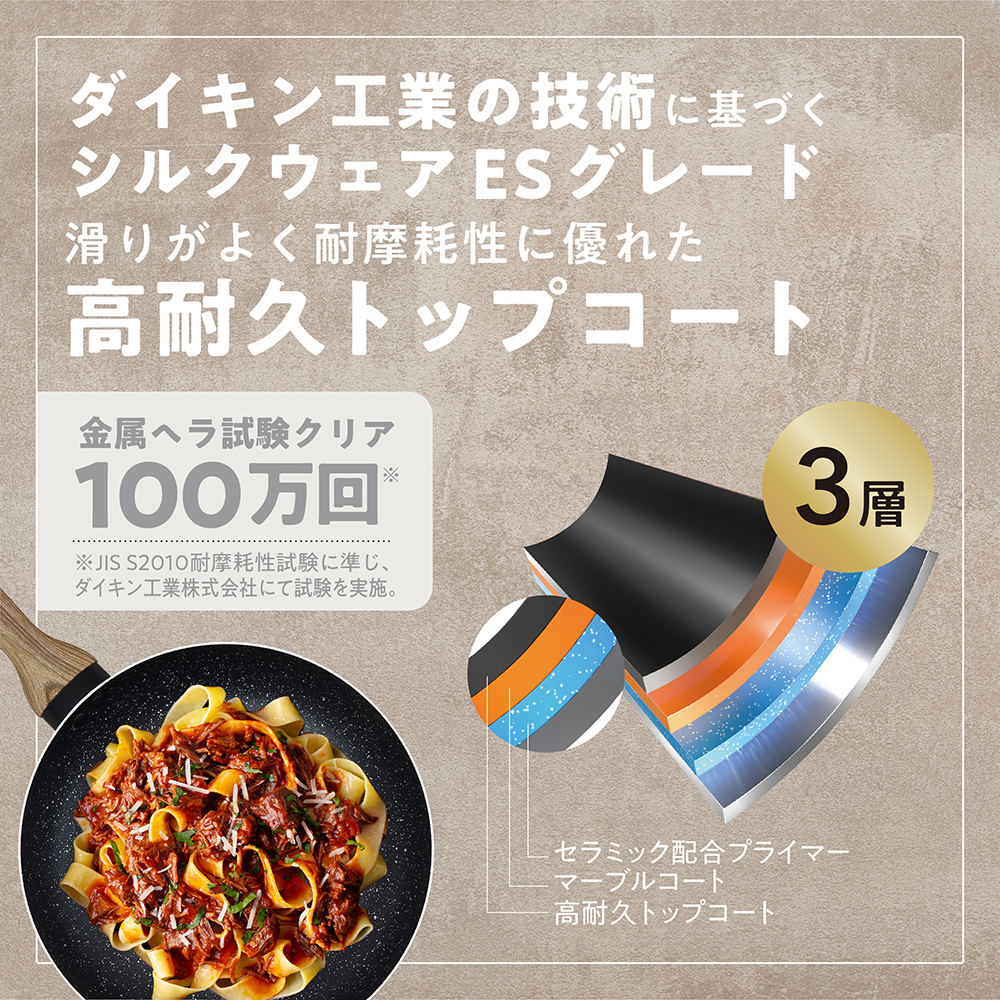 sumuu フライパン 26cm マーブルコート 鍋 シルクウェア 二人 三人