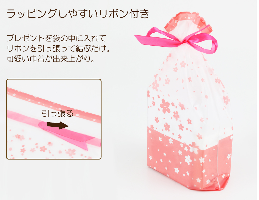 リボン付ラッピング袋 22×34(27)cm×6cm ラッピング 袋 ラッピング用品