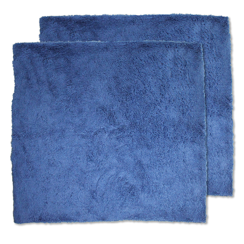2枚セット 厚手 長毛 マイクロファイバークロス 40×40cm ブルー グレー