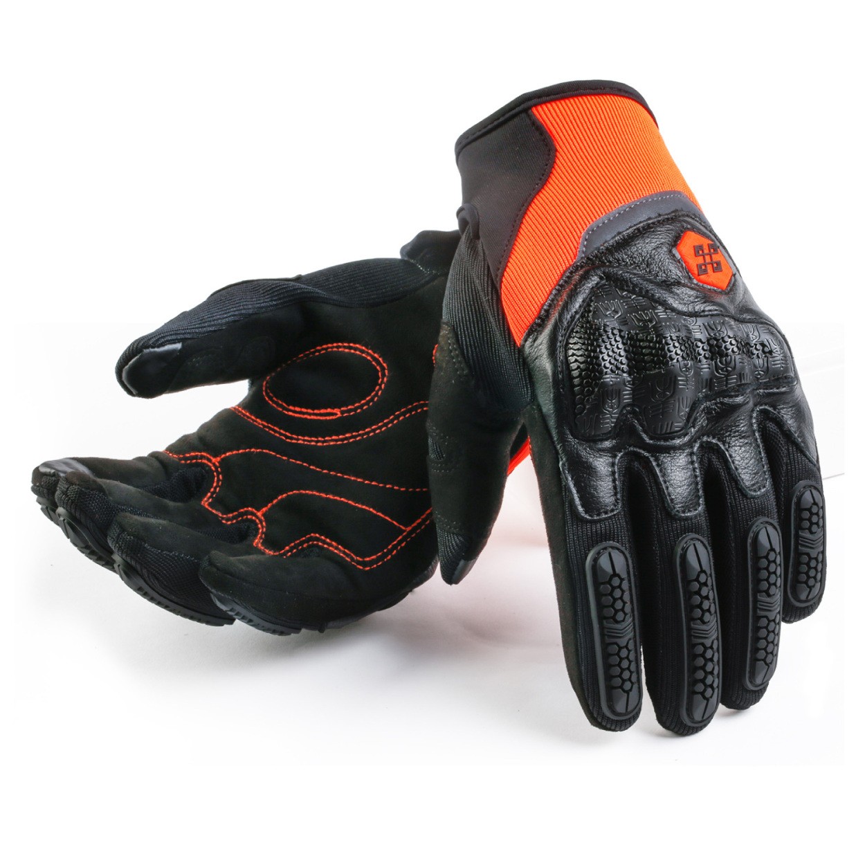 タッチパネル対応 バイクグローブ M L ブラック 蛍光オレンジ 蛍光