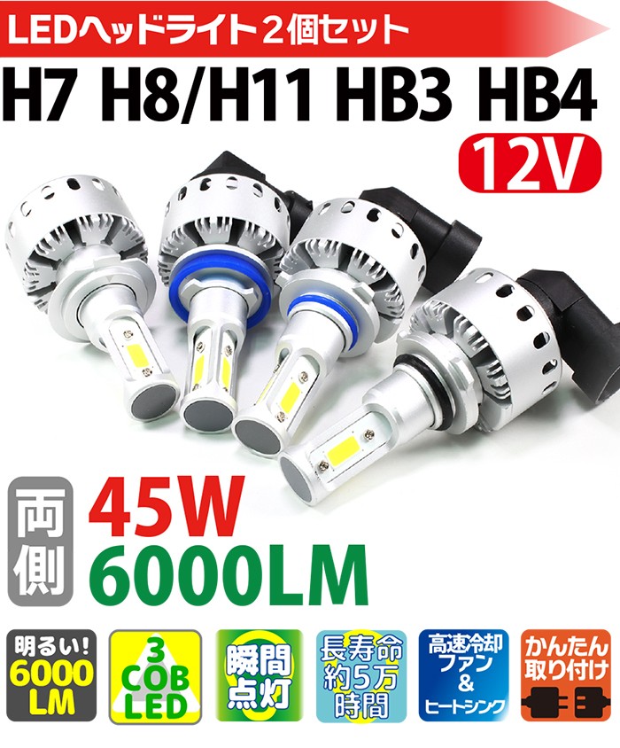 LED H11 H8 H16 H3 H7 H1 HB3 HB4 取付簡単 一体型LEDヘッドライト