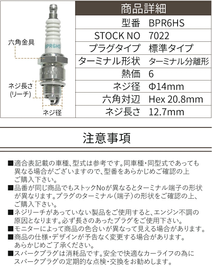 ご購入者 NGK 1本 スパークプラグ BPR6HS 分離型 7022 バイク プラグ 点火