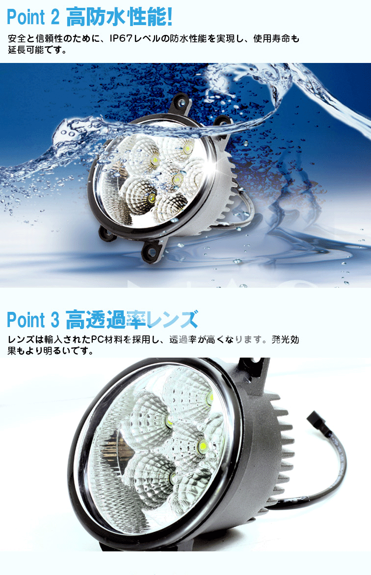 丸型フォグランプ 2個セット 汎用　新品未使用美品。 トヨタ汎用！18W LEDフォグランプ 2個セット 3Wx6発 白 ホワイト12V