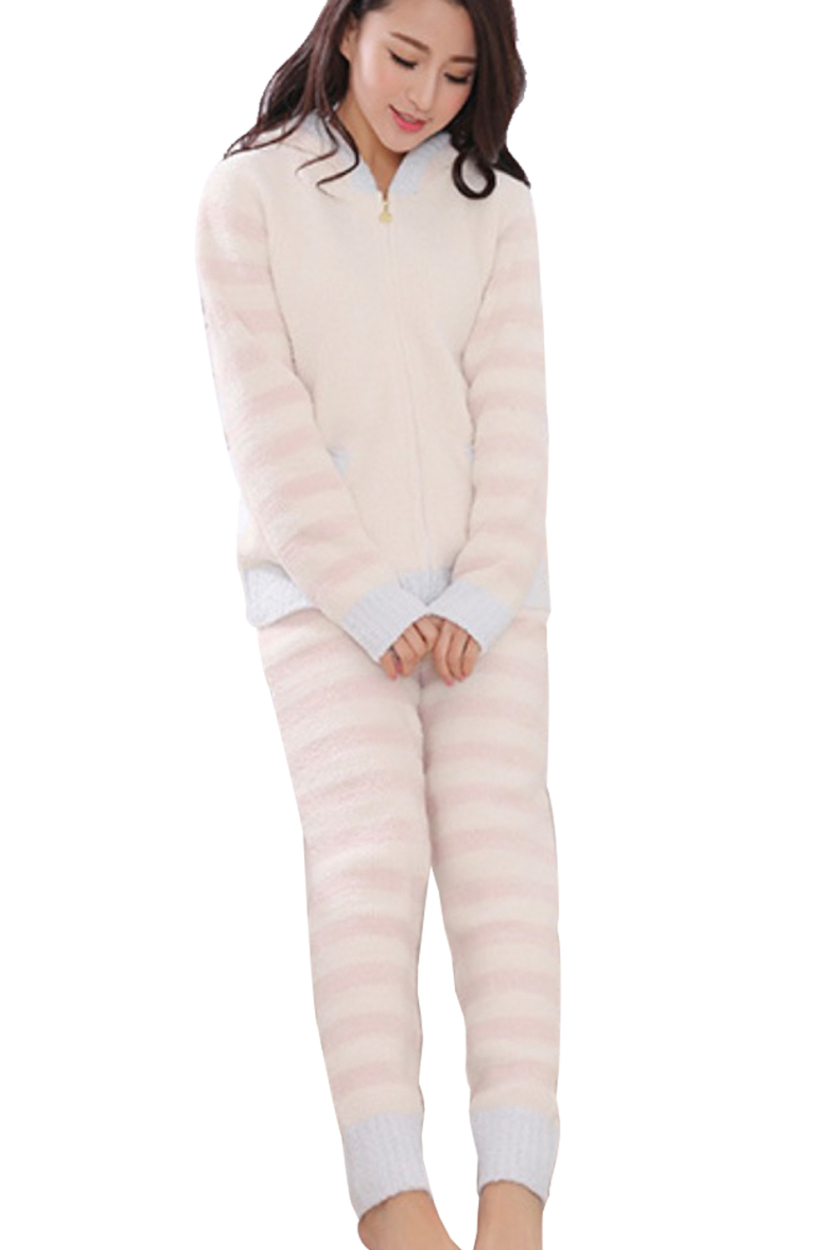 [Seap] ルームウェア レディース パジャマ もこもこ パーカー & ロングパンツ 上下 セット |  | 01