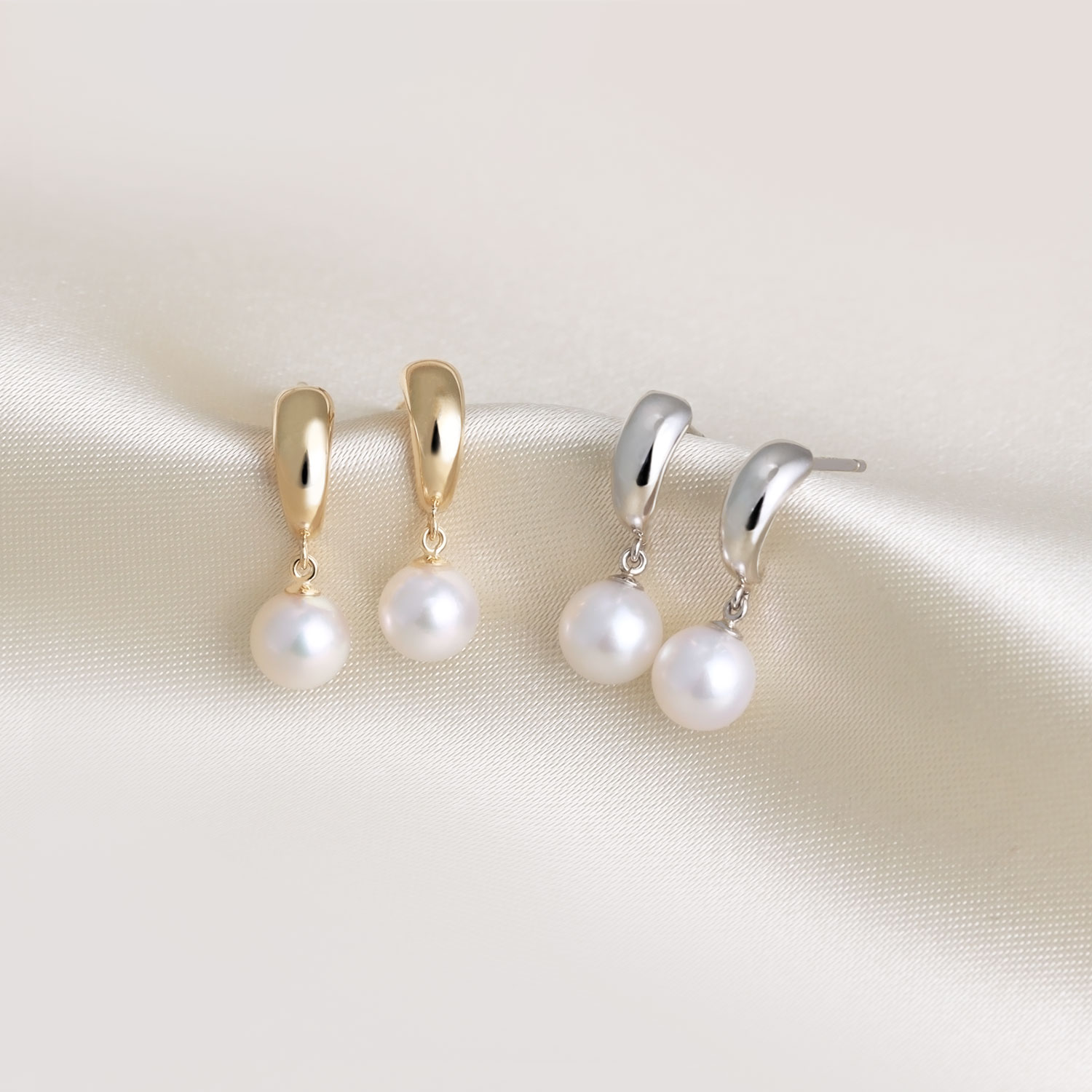 ピアス レディース あこや真珠 パール 5.0〜6.0mm 2珠 PT900 K18 ハーフフープ LPAC ララクリスティー | LARA Christie | 03