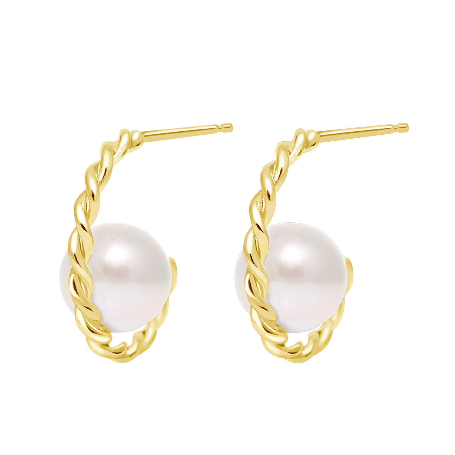 ピアス レディース あこや真珠 パール 5.0〜6.0mm 2珠 PT900 K18 ハーフフープ ツイストデザイン LPAC ララクリスティー | LARA Christie | 02