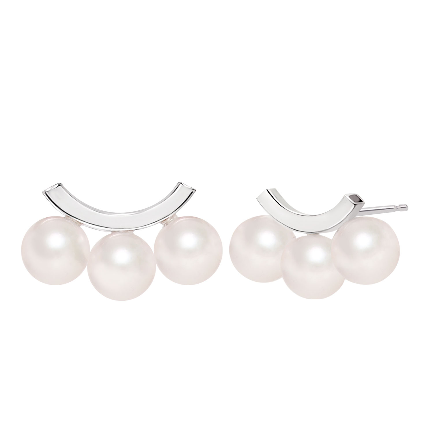 ピアス レディース あこや真珠 パール 5.0〜6.0mm 6珠 PT900 K18 バー スマイル デザイン LPAC ララクリスティー | LARA Christie | 01