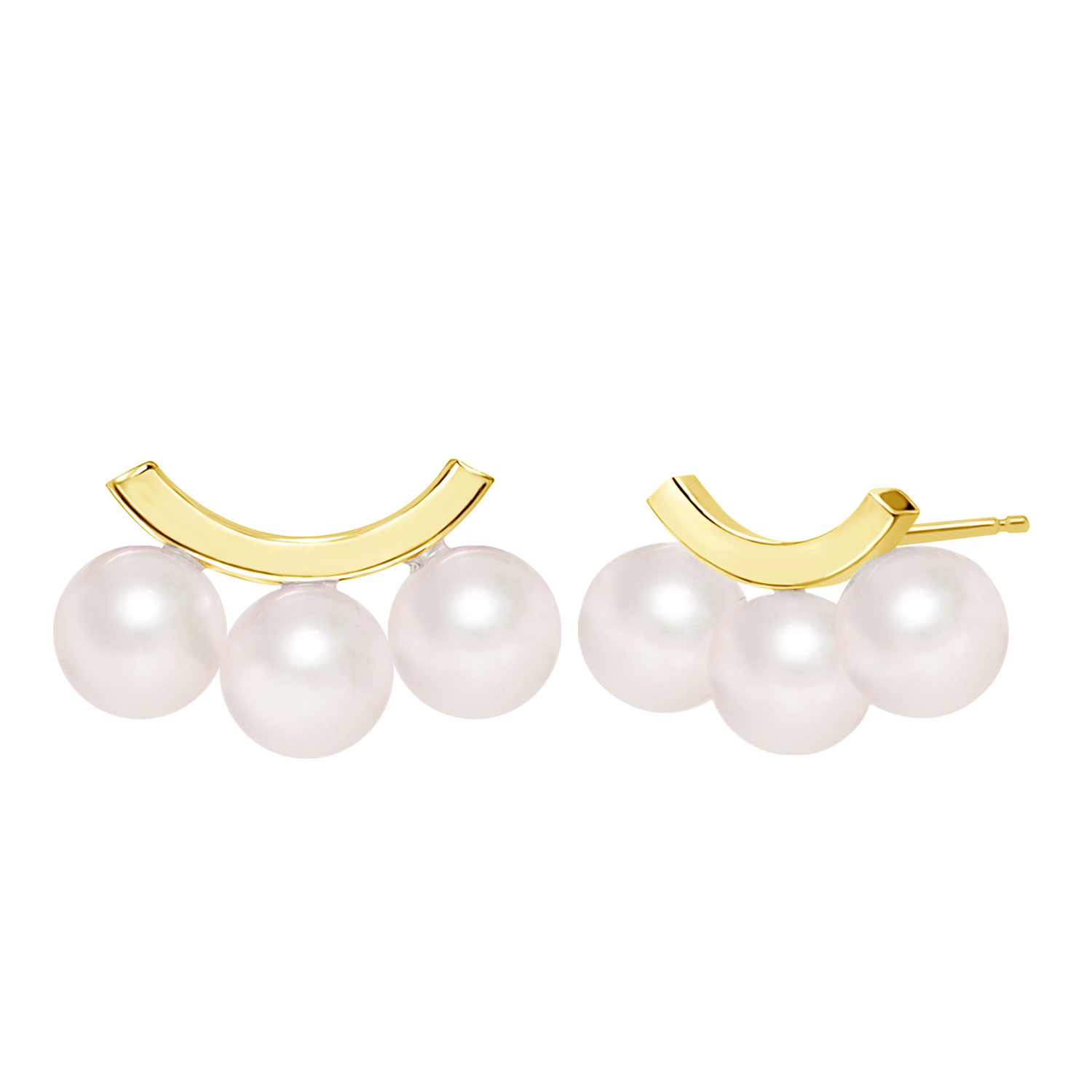 ピアス レディース あこや真珠 パール 5.0〜6.0mm 6珠 PT900 K18 バー スマイル デザイン LPAC ララクリスティー | LARA Christie | 02