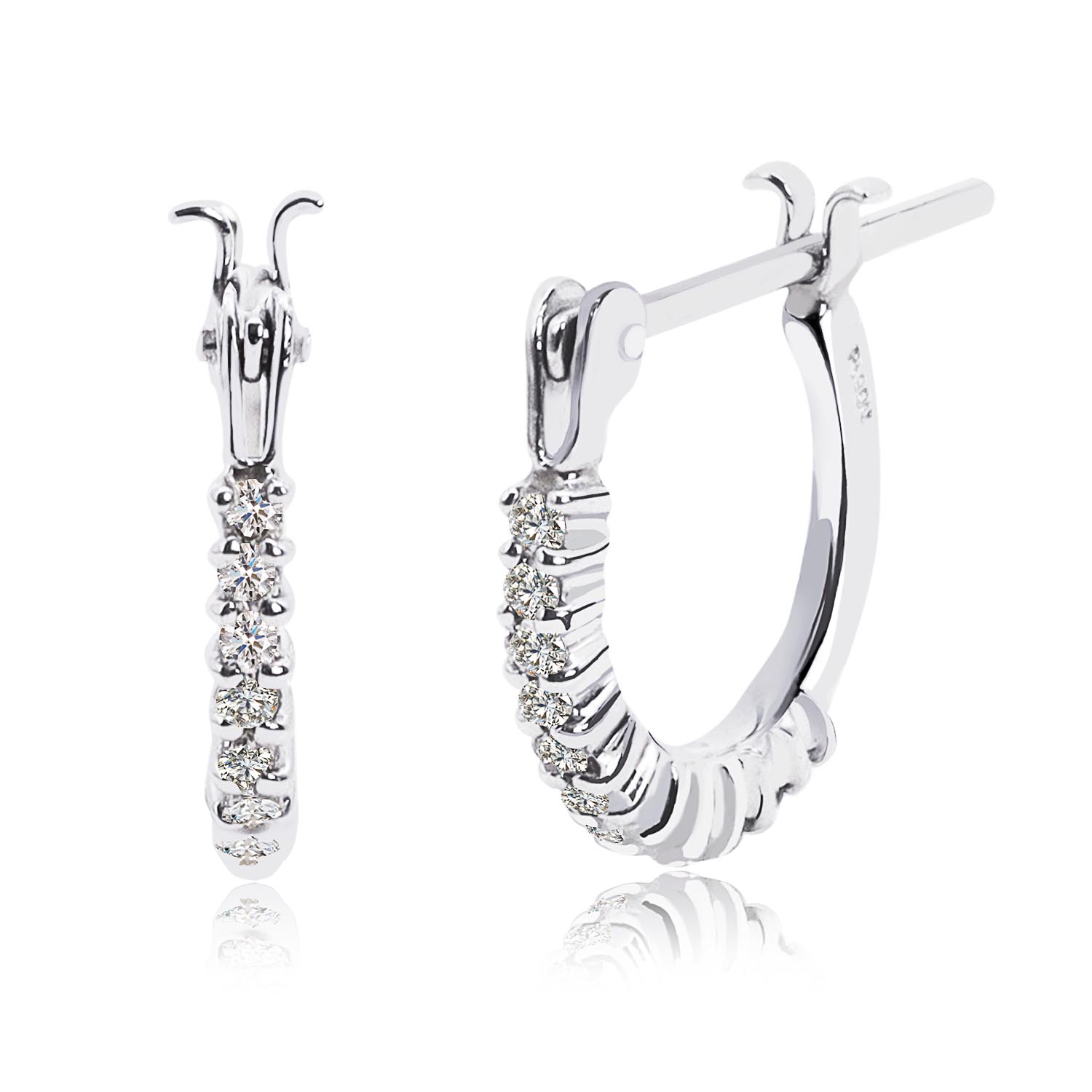 ピアス 18金 フープ レディース ダイヤ 天然ダイヤモンド 12石 両耳24  