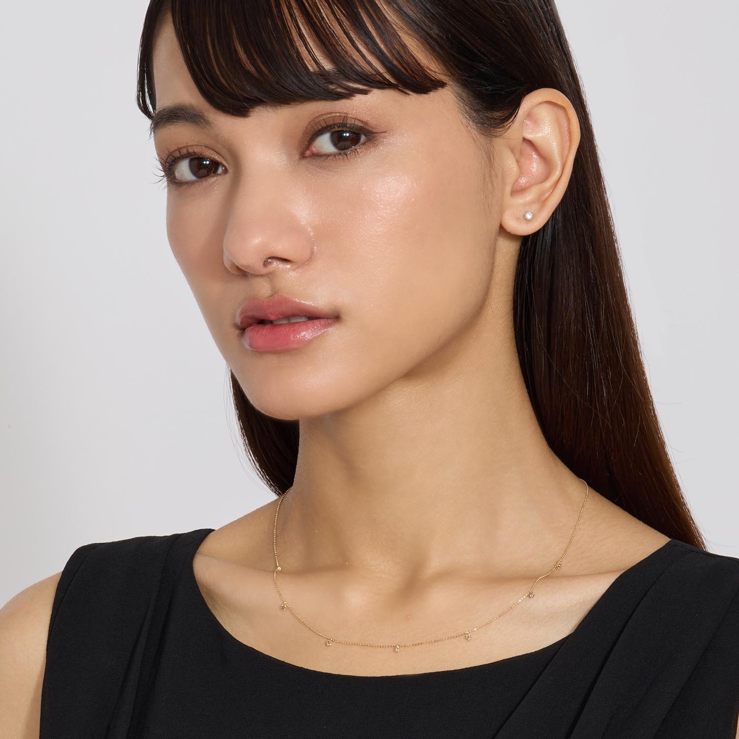ネックレス レディース 18金 プラチナ ダイヤモンド ステーション 0.3ct PT900 ゴールド K18 LPUC ララクリスティー