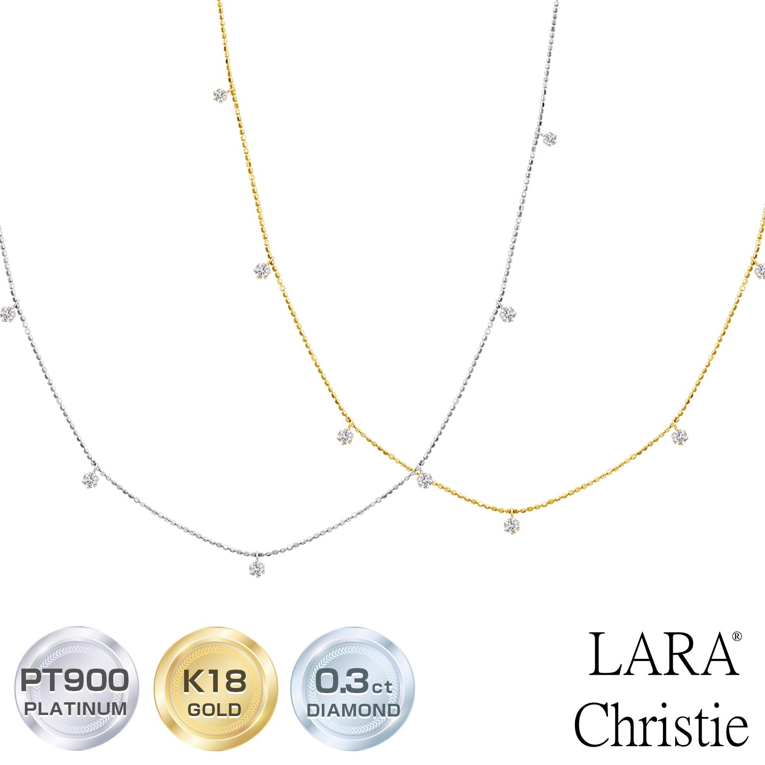 LARA Christie ネックレス レディース 18金 プラチナ ダイヤモンド 