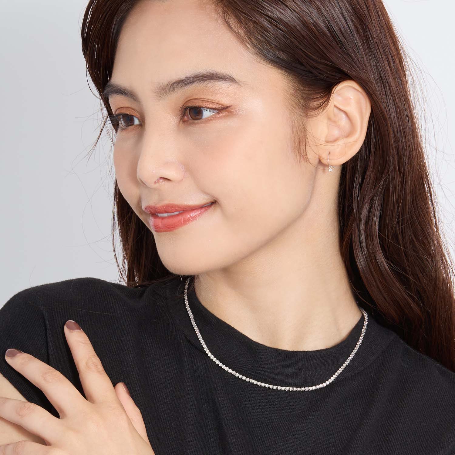 K18YG ブラウンダイヤモンド 0.5ct スマイル ネックレス 43.5cm K18YG ブラウンダイヤモンド 0.5ct スマイル ネックレス 43.5cm