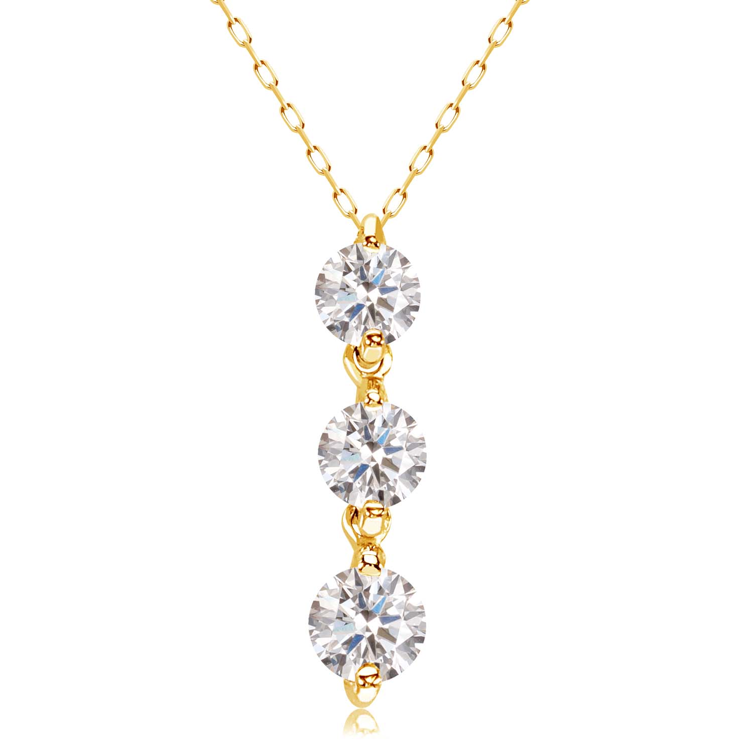 ネックレス レディース 18金 プラチナ ダイヤモンド 0.3ct スリーストーン PT900 ゴールド K18 LPUC ララクリスティー_2
