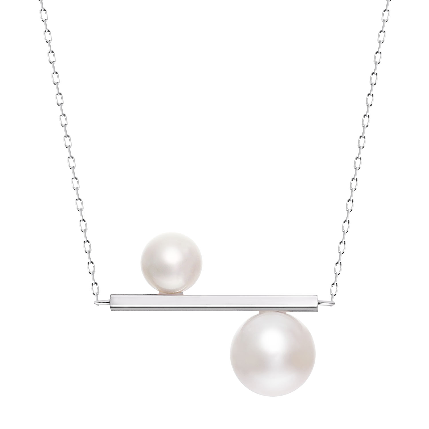 ネックレス レディース あこや真珠 パール 5.0〜6.0mm 2珠 PT900 K18 バー  デザイン LPAC ララクリスティー | LARA Christie | 01