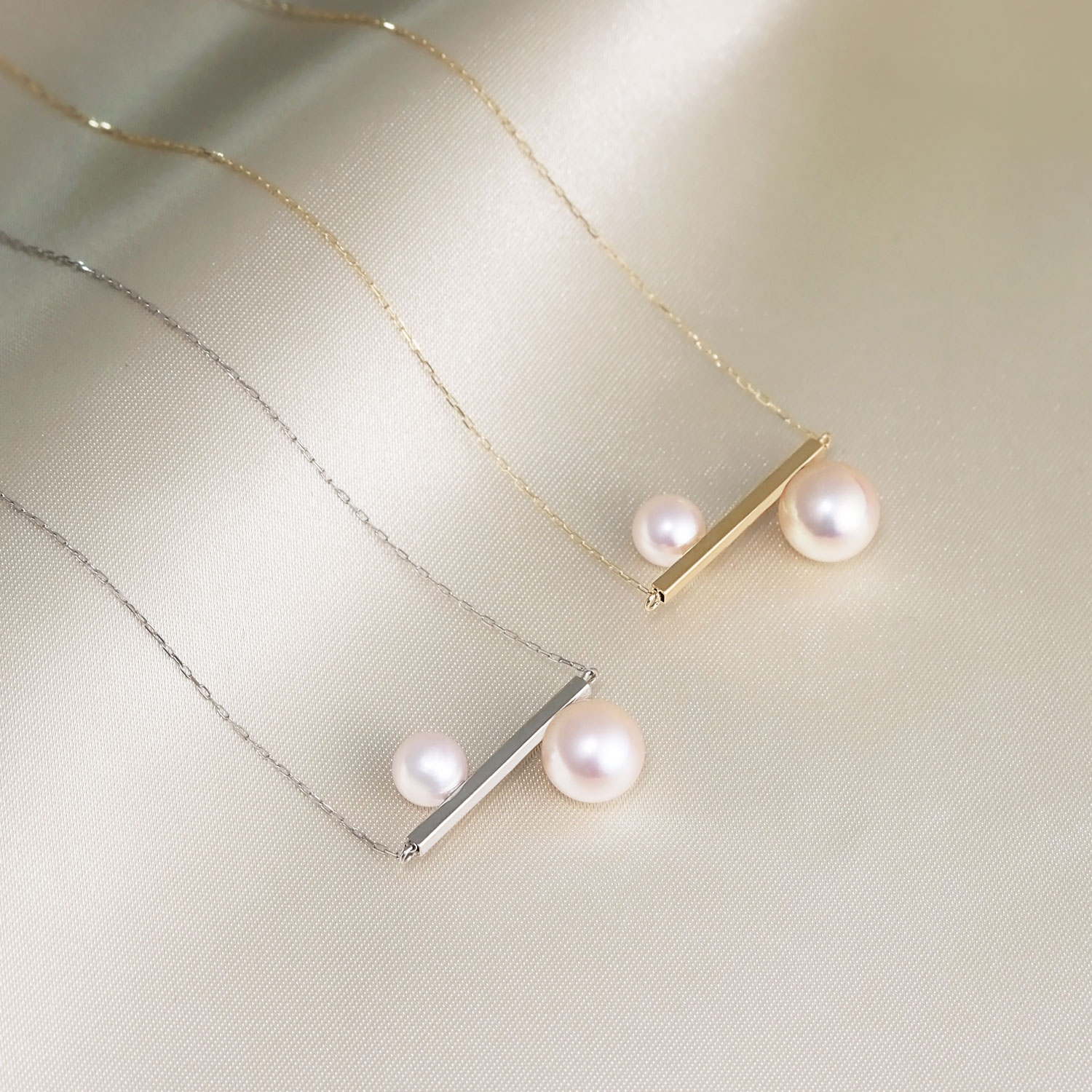 ネックレス レディース あこや真珠 パール 5.0〜6.0mm 2珠 PT900 K18 バー  デザイン LPAC ララクリスティー | LARA Christie | 03