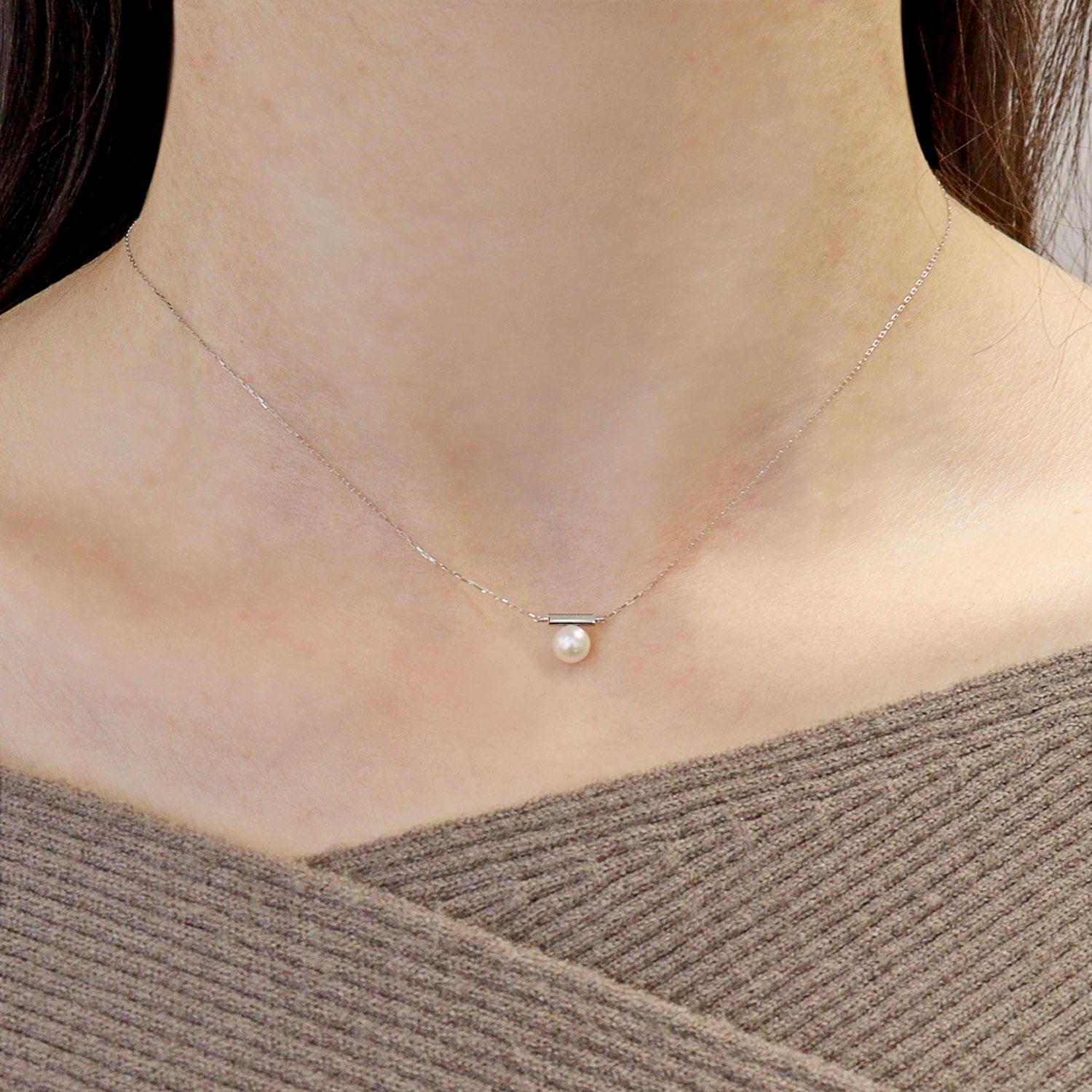 ネックレス レディース あこや真珠 パール 5.0〜6.0mm PT900 K18 バー デザイン LPAC ララクリスティー | LARA Christie | 07