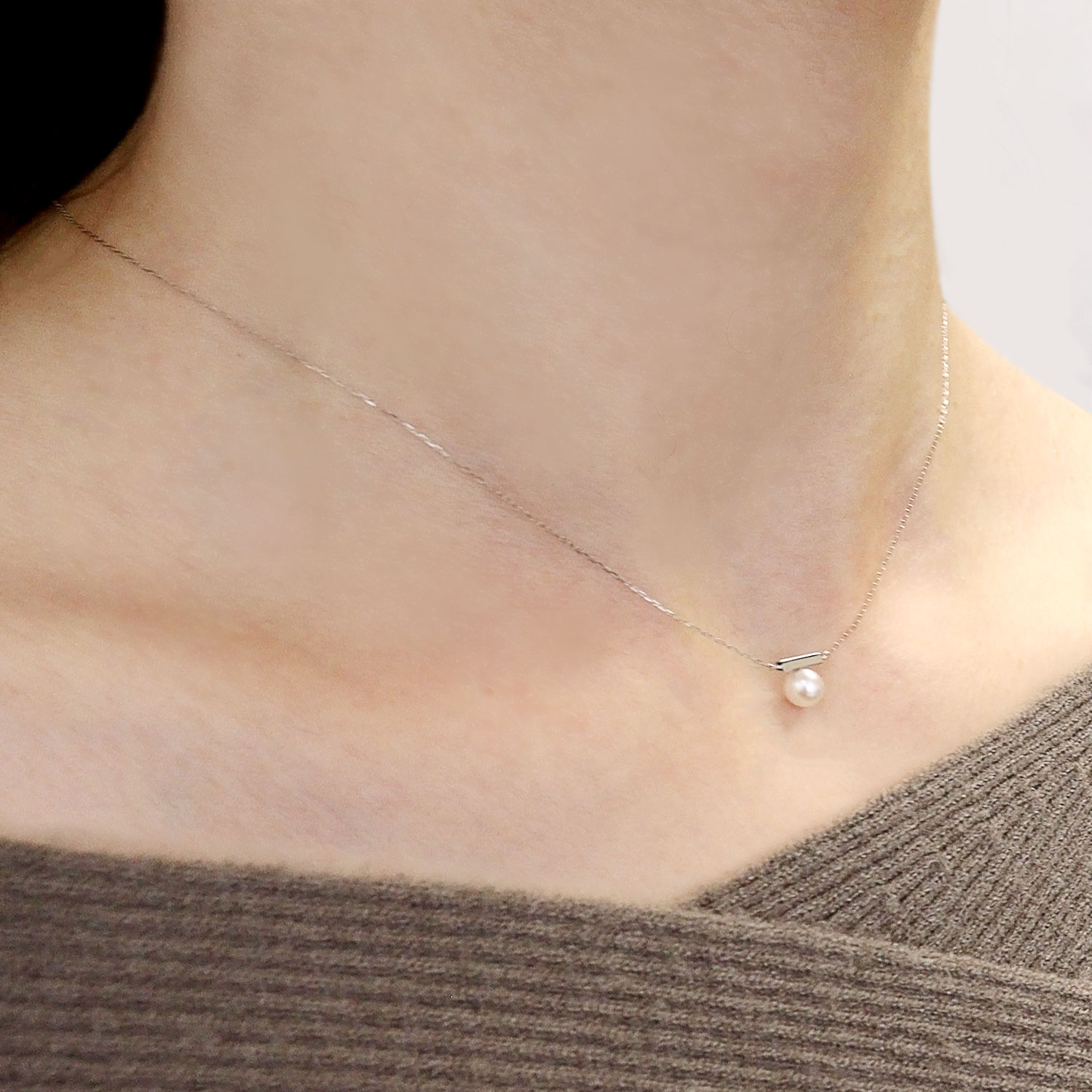 ネックレス レディース あこや真珠 パール 5.0〜6.0mm PT900 K18 バー デザイン LPAC ララクリスティー | LARA Christie | 04