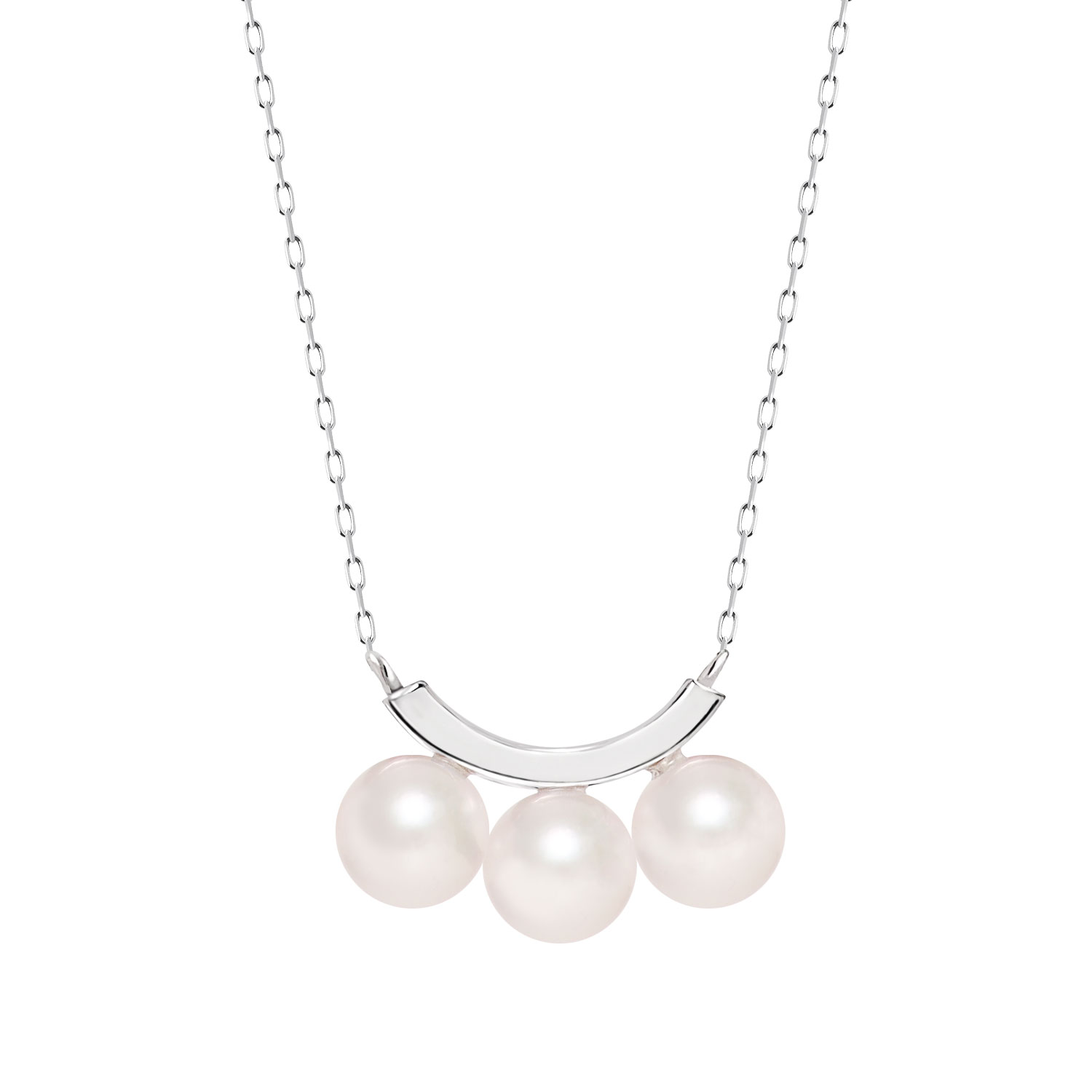 ネックレス レディース あこや真珠 パール 5.0〜6.0mm 3珠 PT900 K18 バー スマイル デザイン LPAC ララクリスティー | LARA Christie | 01