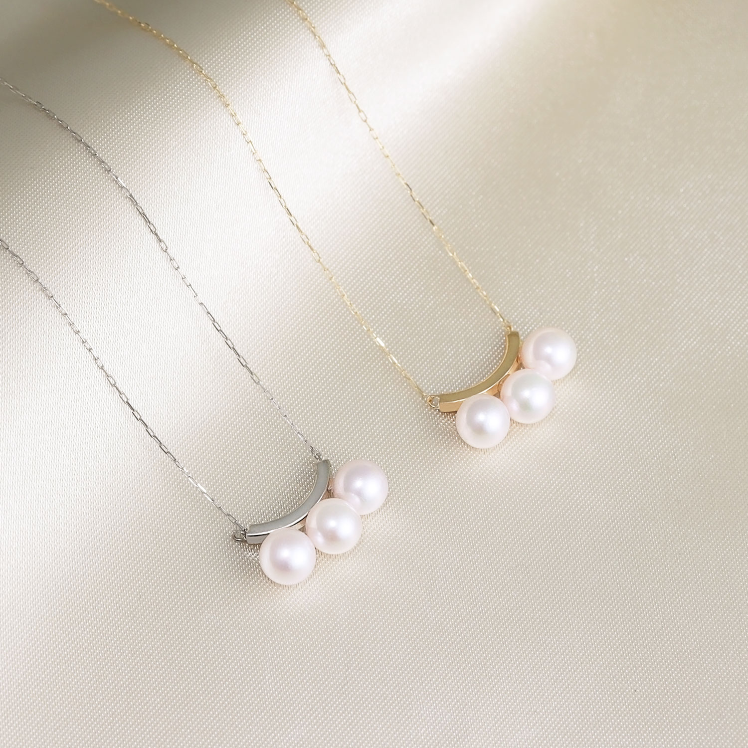 ネックレス レディース あこや真珠 パール 5.0〜6.0mm 3珠 PT900 K18 バー スマイル デザイン LPAC ララクリスティー | LARA Christie | 03