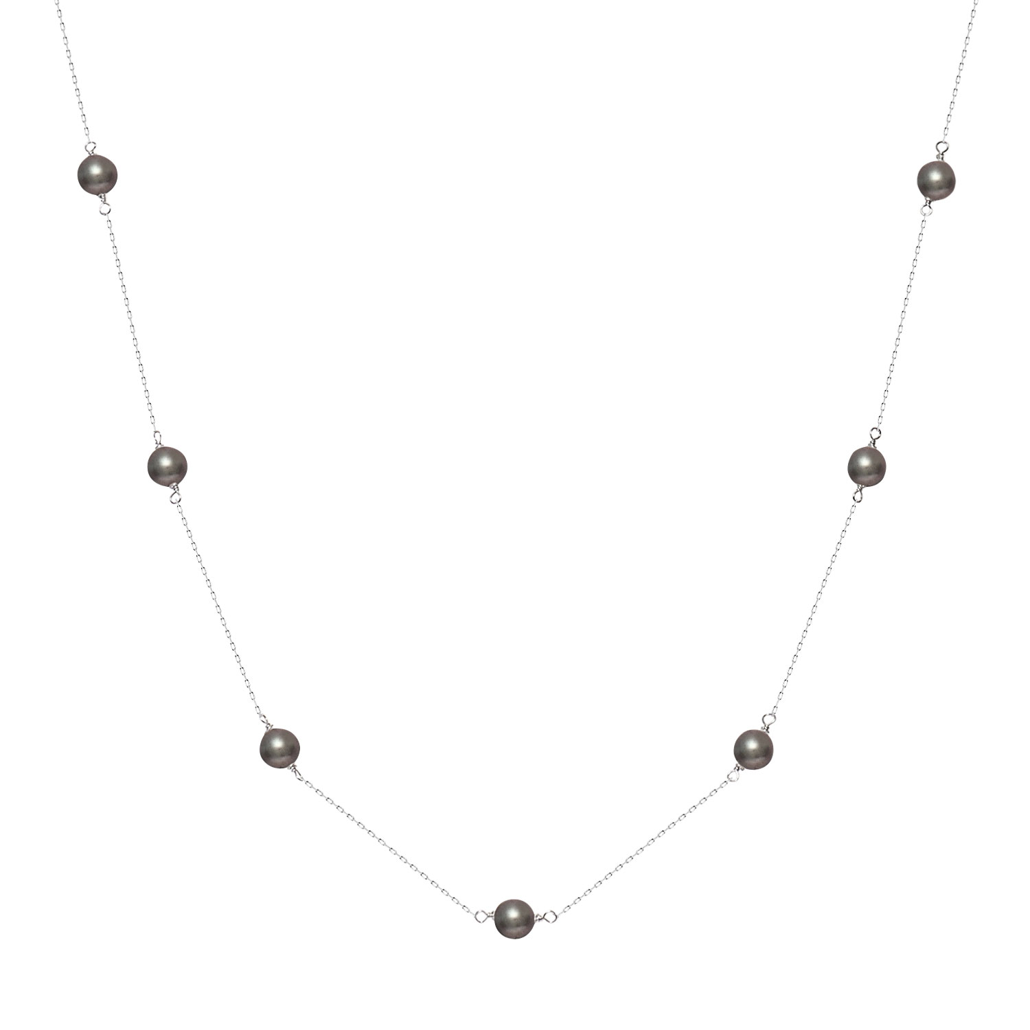 ネックレス レディース 黒染 あこや真珠 パール 5.0〜6.0mm PT900 プラチナ ステーションネックレス LPAC ララクリスティー | LARA Christie | 01