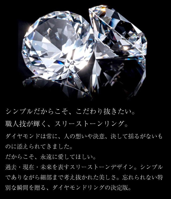 ダイヤモンド リングK18WG・ダイヤモンド0.1ct スリーストーンリング