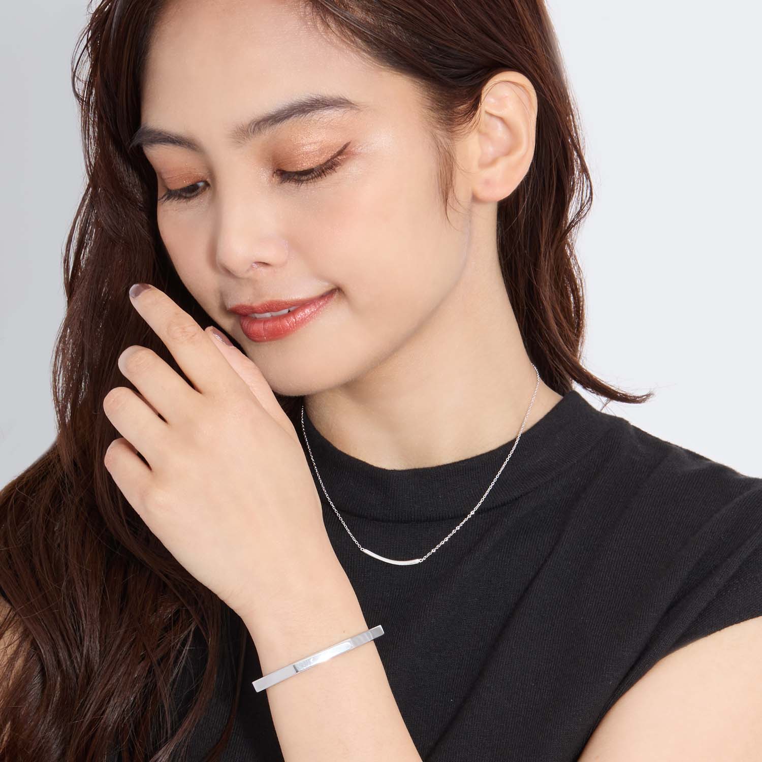 148Na【人気】スマイル　ダイヤ　ネックレス CZ K18コート ゴールド ネックレス T字 スマイル デザイン 18金 レディース czダイヤ