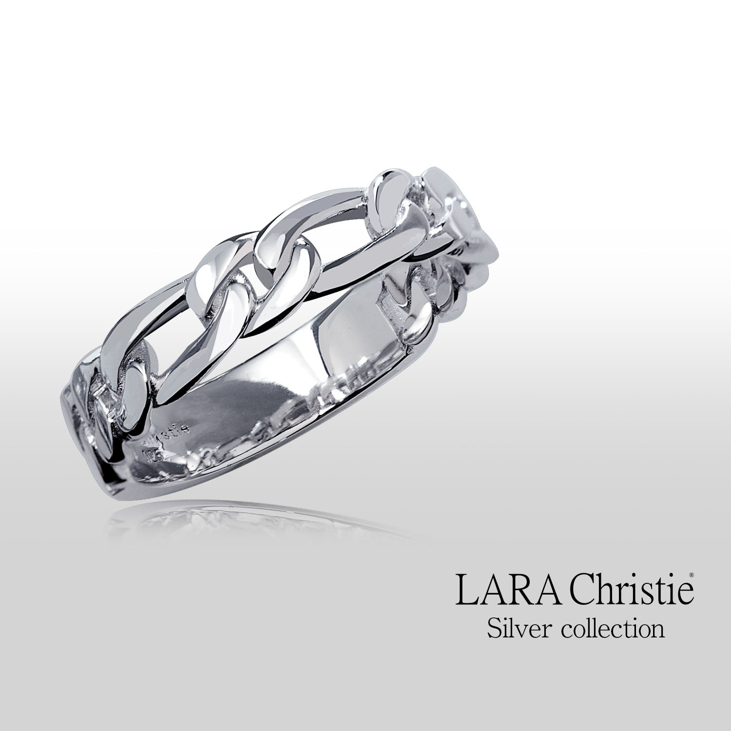 未使用 LARA Christie プラチナ ダイヤ チェーン リング 指輪 LARA Christie（ララクリスティー） 指輪 リング メンズ シルバー